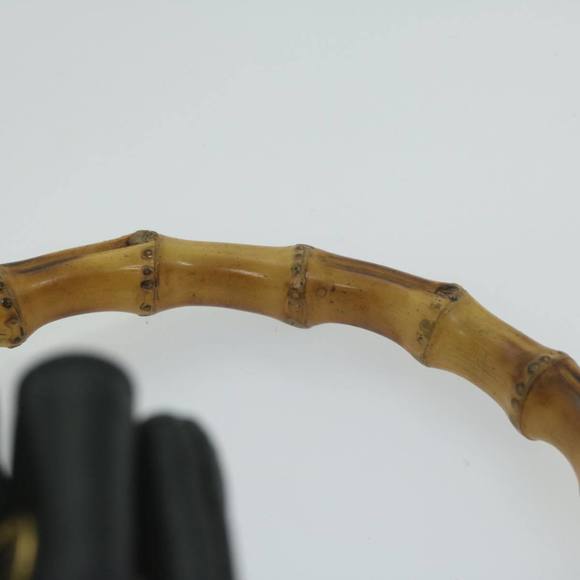 GUCCI Bamboo Hand Bag Leather Black 001 3754 1657 Auth ac2644 - Picture 14 of 16